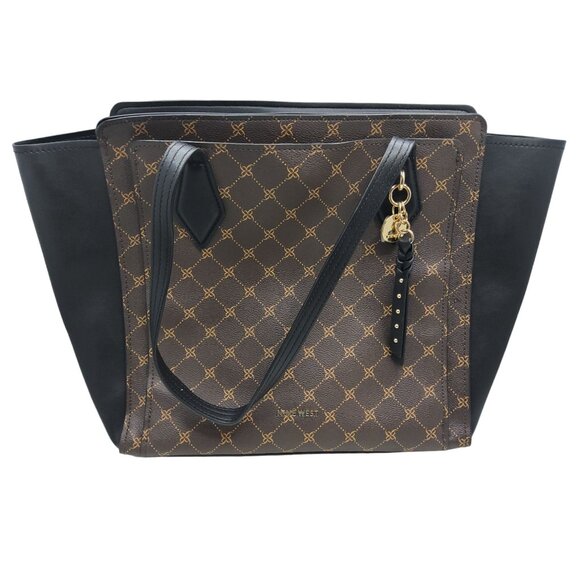 nine west chelsea womens large carry all 3 compartment tote purse - Picture 1 of 4